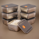 Kit com 16 Potes de Aço Inoxidável Linha Premium, com Tampas Antivazamento, Resistentes ao Freezer e a Altas Temperaturas